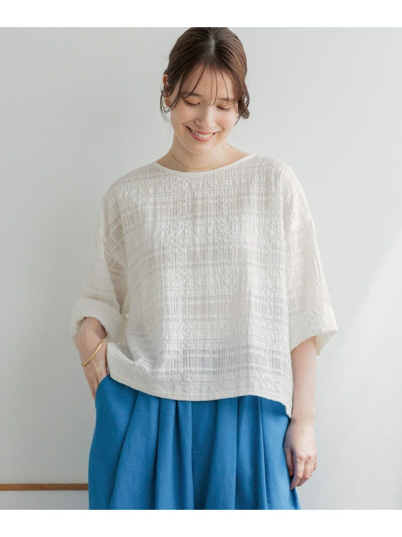 Rakuten - ダブルフロントシアージャガードチェッククルーネックブラウス studio CLIP スタディオクリップ トップス シャツ・ブラウス ブラウン ホワイト ブラック【送料無料】[Rakuten Fashion]