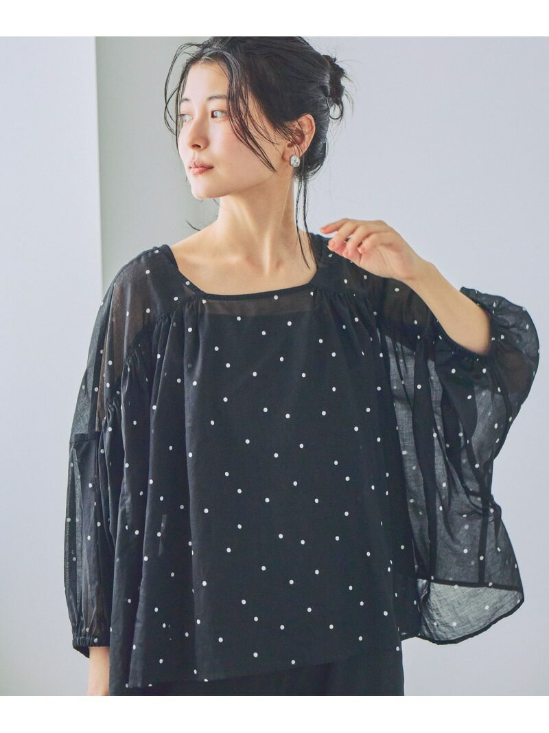 Rakuten - ダブルフロントシアーギャザーTブラウス studio CLIP スタディオクリップ トップス シャツ・ブラウス ベージュ ブルー ブラック ブラウン【送料無料】[Rakuten Fashion]