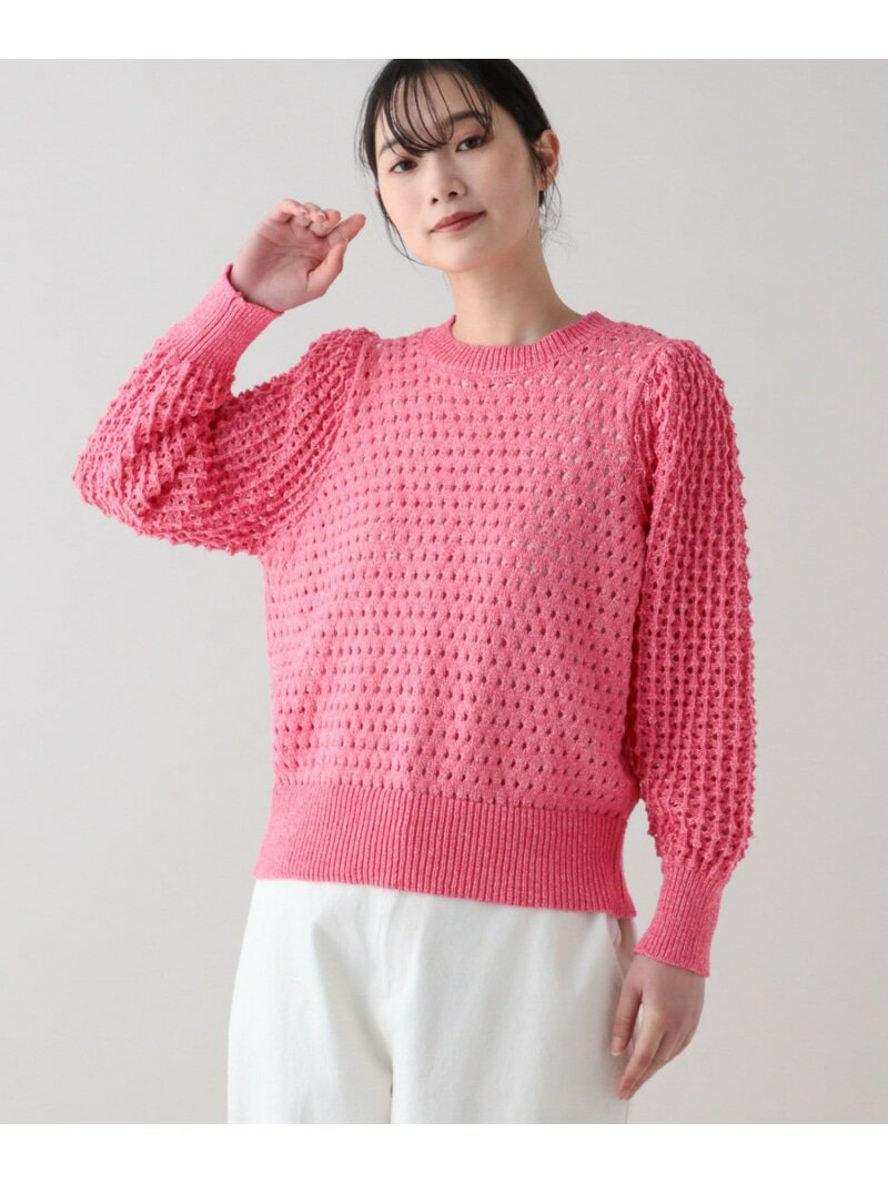 Rakuten - 【SALE／60%OFF】《natural by clip》7ゲージブークレ透かしプルオーバー natural by clip スタディオクリップ トップス ニット ピンク ホワイト【RBA_E】[Rakuten Fashion]