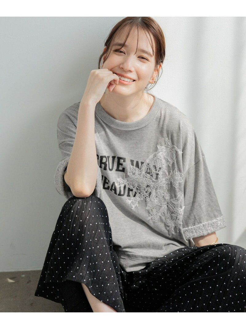 Rakuten - レースロゴロールアップTシャツ studio CLIP スタディオクリップ トップス カットソー・Tシャツ カーキグリーン グレー ホワイト【送料無料】[Rakuten Fashion]