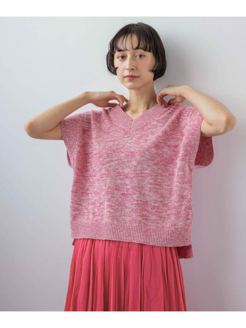 Rakuten - 《natural by clip》リネン混Vネックベスト natural by clip スタディオクリップ トップス ベスト・ジレ ネイビー ピンク ホワイト【送料無料】[Rakuten Fashion]