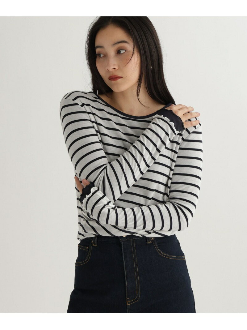 【SALE／50%OFF】【daily CLIP】バルーンボーダーロングスリーブカットソー daily CLIP スタディオクリップ トップス カットソー・Tシャツ ホワイト【RBA_E】[Rakuten Fashion] studioclip-10030887 studio CLIP/スタディオクリップ サンプル画像2