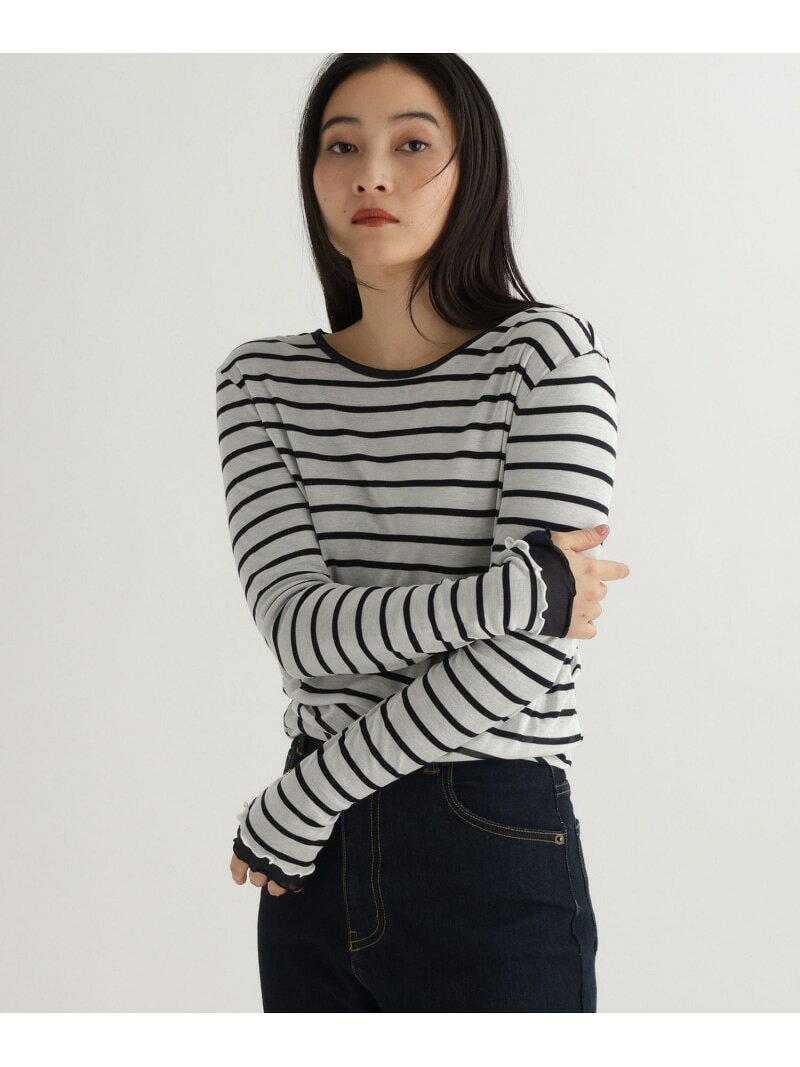 【SALE／50%OFF】【daily CLIP】バルーンボーダーロングスリーブカットソー daily CLIP スタディオクリップ トップス カットソー・Tシャツ ホワイト【RBA_E】[Rakuten Fashion] studioclip-10030887 studio CLIP/スタディオクリップ サンプル画像3