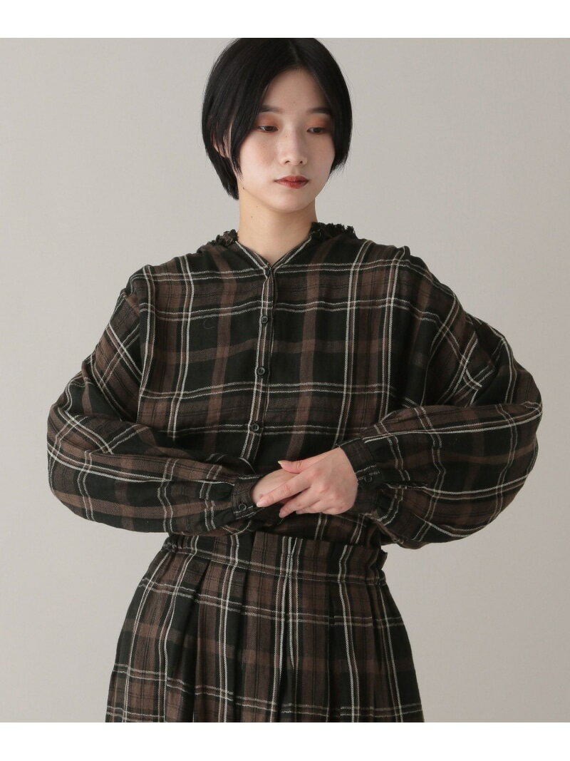 【SALE／30%OFF】＜natural by clip＞リネン100チェックミニフリルブラウス natural by clip スタディオクリップ トップス シャツ・ブラウス ブラック レッド【RBA_E】【送料無料】[Rakuten Fashion]