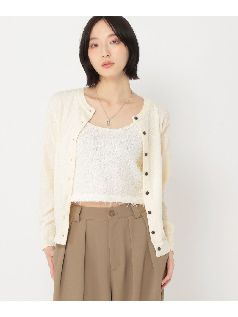 【daily CLIP】リボンレイヤーキャミカーディガン daily CLIP スタディオクリップ トップス カーディガン ベージュ ホワイト【送料無料】[Ra...