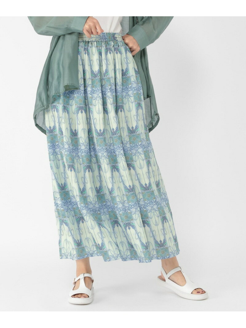 乐天商城 - 【SALE／30%OFF】《ウタオ》Mucha アザミ柄スカート Utao: スタディオクリップ スカート ロング・マキシスカート カーキグリーン パープル【RBA_E】【送料無料】[Rakuten Fashion]