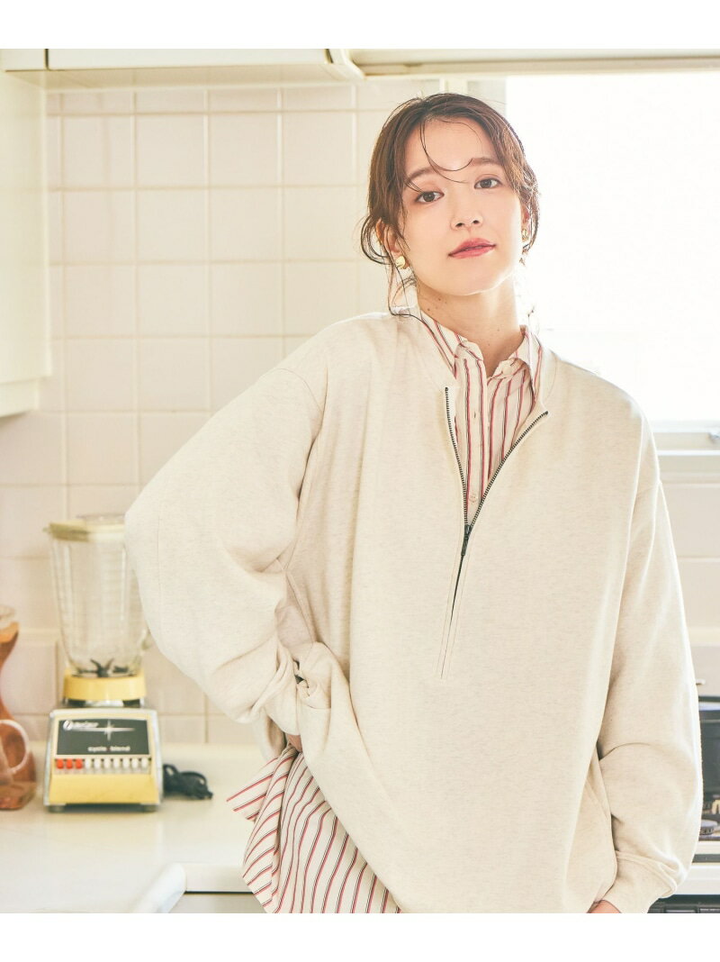 ハーフジップスウェットプルオーバー studio CLIP スタディオクリップ トップス スウェット・トレーナー グレー【先行予約】*【送料無料】[Rakuten Fashion]