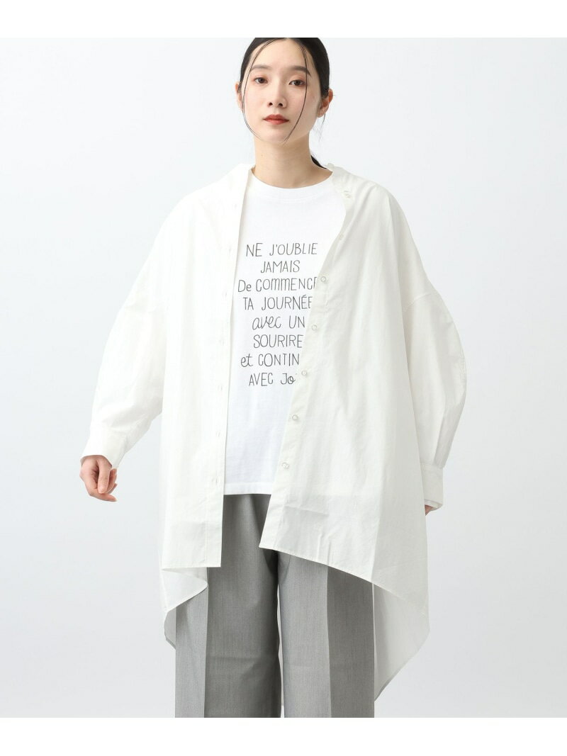 乐天商城 - 《natural by clip》バンドカラーシャツチュニック SP natural by clip スタディオクリップ トップス シャツ・ブラウス ホワイト ベージュ【送料無料】[Rakuten Fashion]