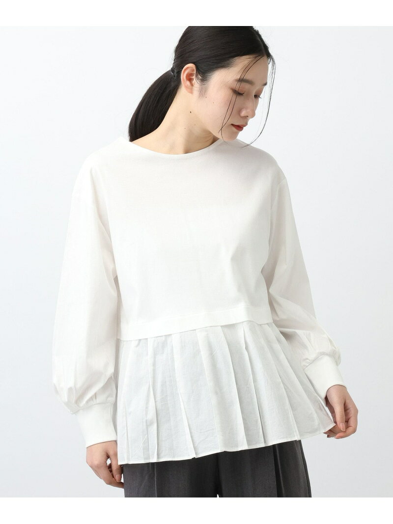 樂天商城 - 【SALE／50%OFF】《natural by clip》異素材コンビカットソー SP natural by clip スタディオクリップ トップス カットソー・Tシャツ ブラック ホワイト【RBA_E】[Rakuten Fashion]