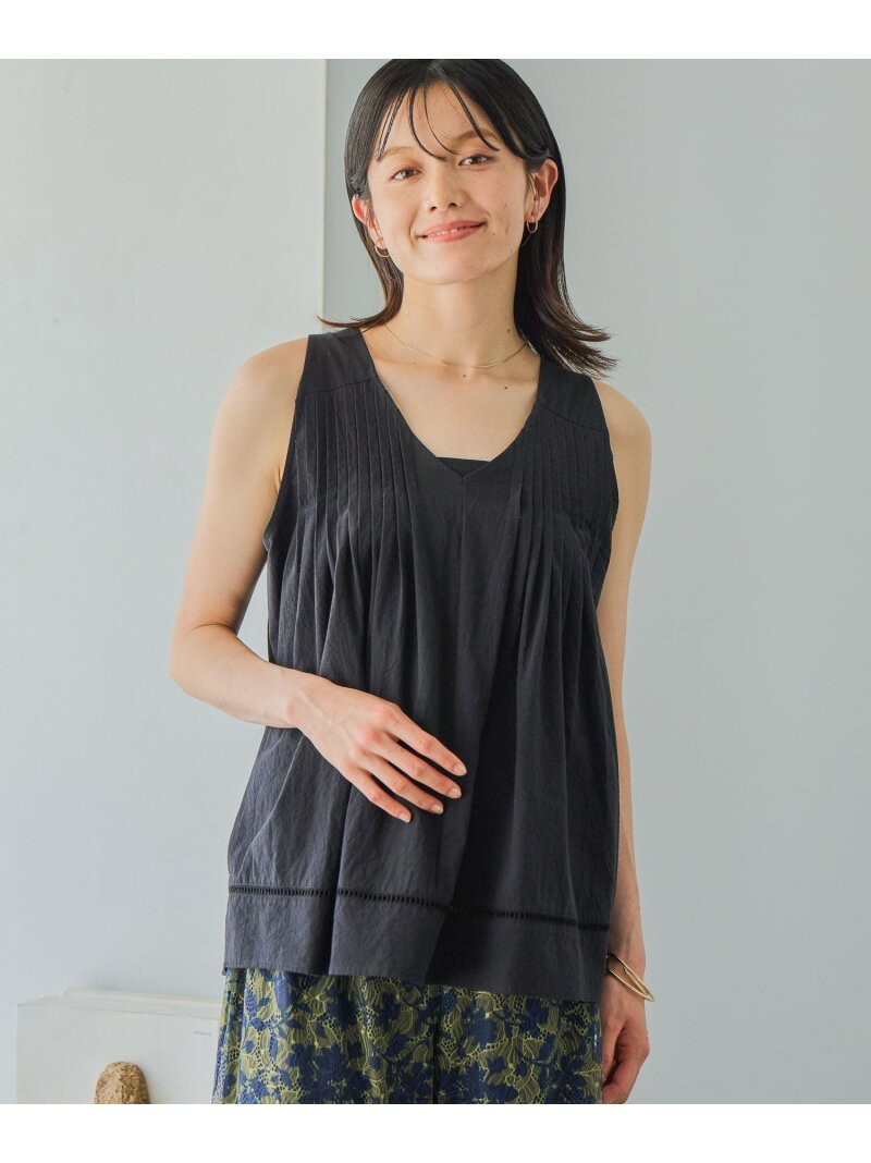 乐天商城 - 【SALE／20%OFF】ダブルフロントピンタックノースリーブブラウス studio CLIP スタディオクリップ トップス シャツ・ブラウス ブラック ホワイト【RBA_E】【送料無料】[Rakuten Fashion]
