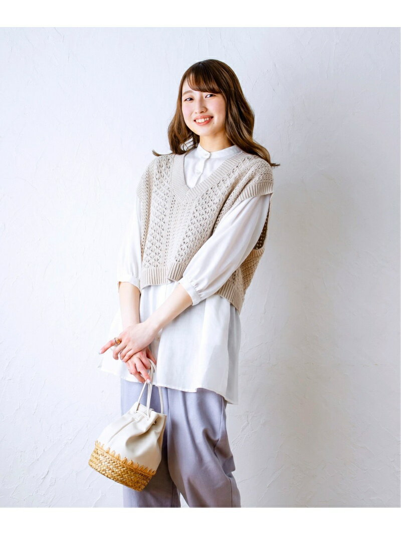 【SALE／50%OFF】《みんつく企画》お客様と作ったふんわりギャザーバンドカラーシャツ studio CLIP スタディオクリップ トップス シャツ・ブラウス ホワイト グリーン ベージュ ブルー ブラウン ブラック【RBA_E】[Rakuten Fashion]のサムネイル