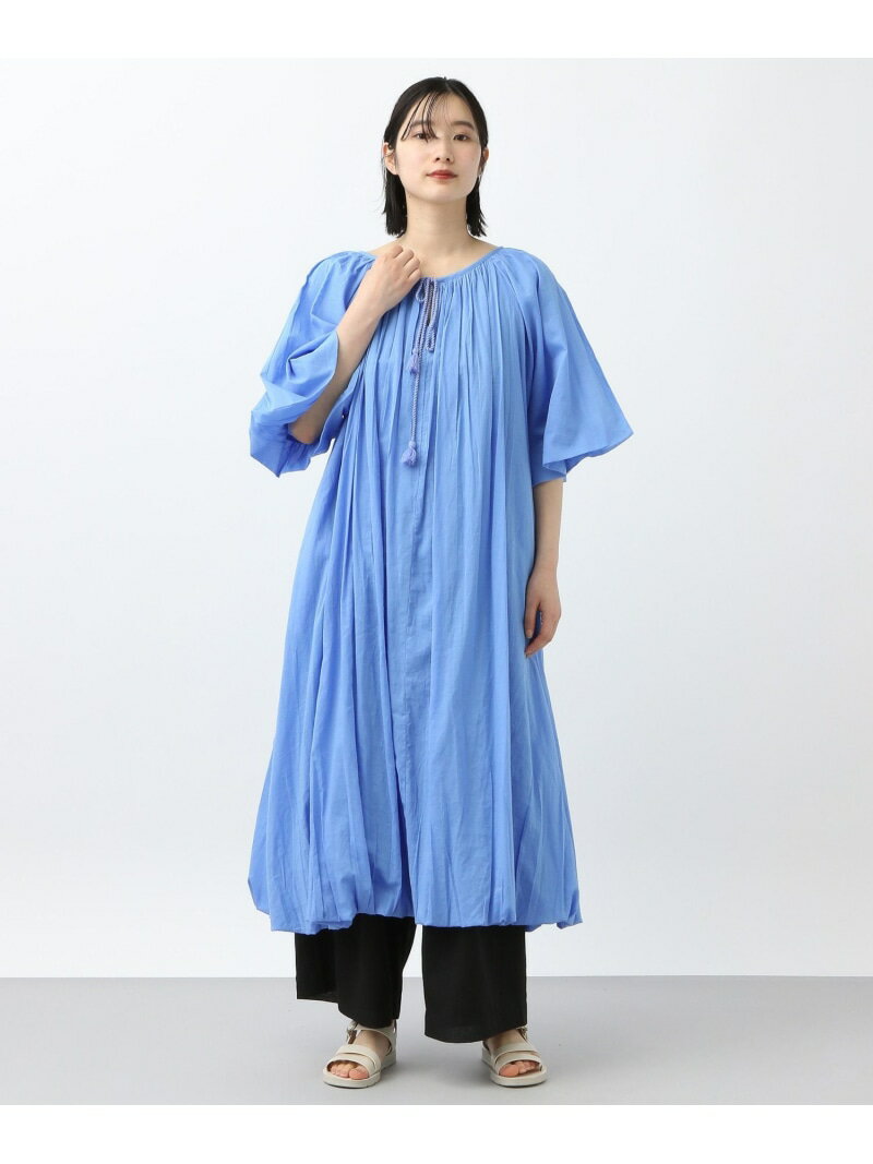 Rakuten - 【SALE／60%OFF】《natural by clip》コットンバルーンギャザーワンピース natural by clip スタディオクリップ ワンピース・ドレス ワンピース ブルー ブラック【RBA_E】[Rakuten Fashion]