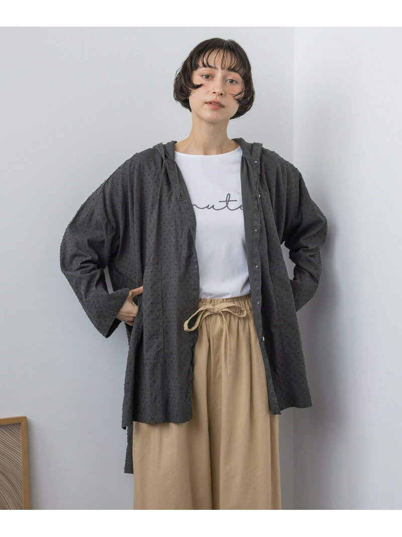 Rakuten - 《natural by clip》カットドビーフードチュニック natural by clip スタディオクリップ トップス シャツ・ブラウス ブルー ベージュ ブラック【送料無料】[Rakuten Fashion]