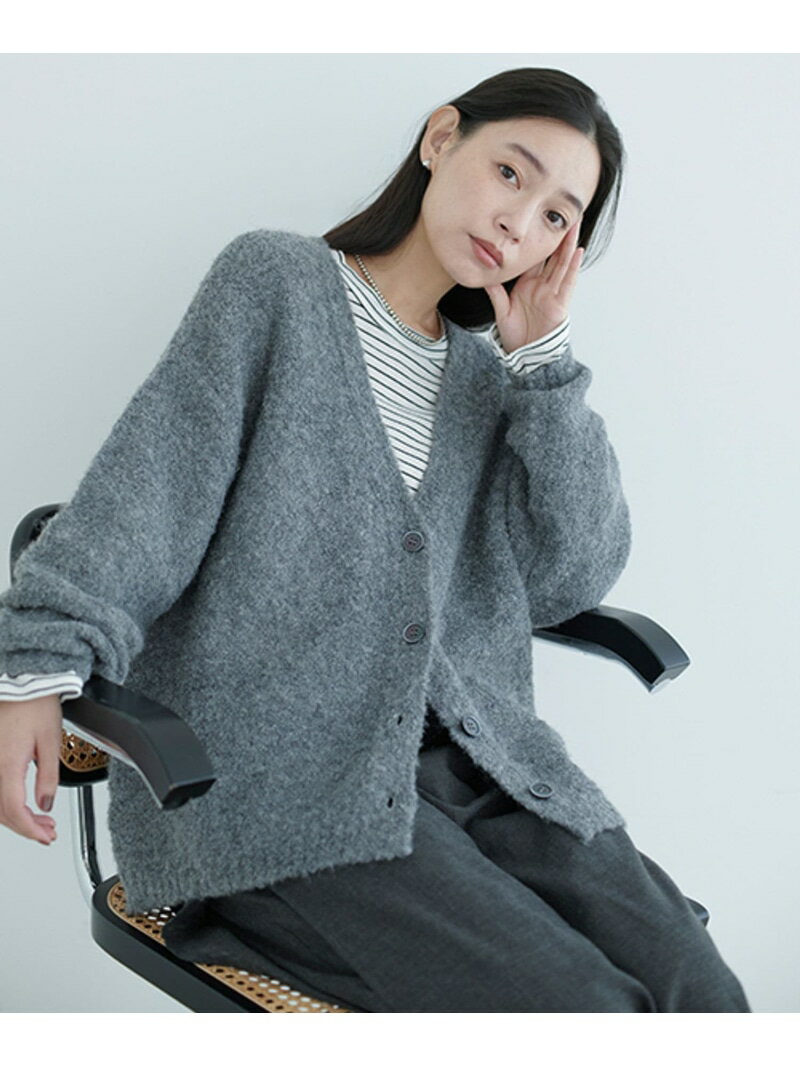 《natural by clip》ウールミックスブークレカーディガン natural by clip スタディオクリップ トップス カーディガン グレー ブラウン ブルー【送料無料】[Rakuten Fashion]