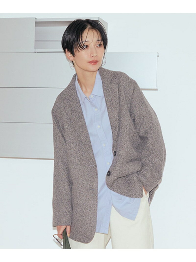 起毛テーラードジャケット studio CLIP スタディオクリップ ジャケット・アウター テーラードジャケット・ブレザー グレー ブラウン【送料無料】[Rakuten Fashion]