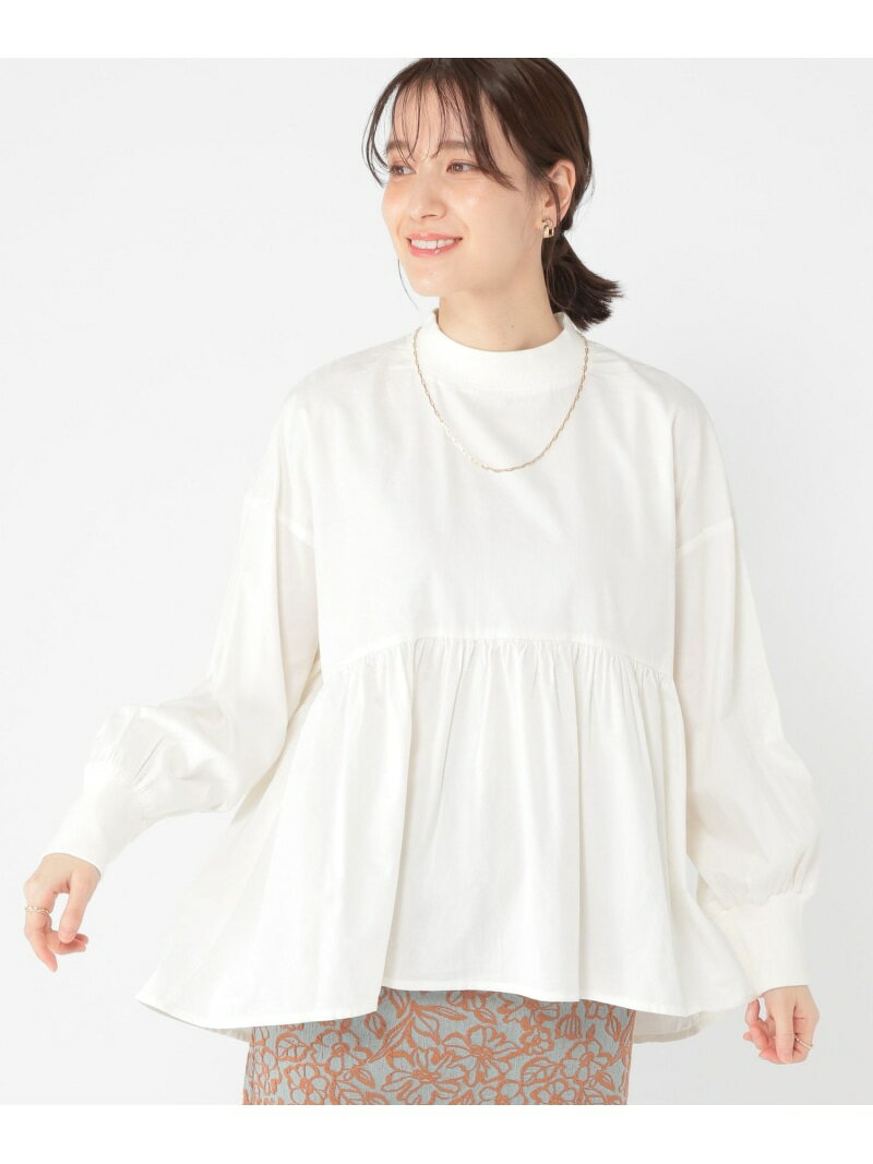 Rakuten - 【SALE／60%OFF】リブモック切り替えフレアブラウス studio CLIP スタディオクリップ トップス シャツ・ブラウス ホワイト グレー グリーン【RBA_E】[Rakuten Fashion]