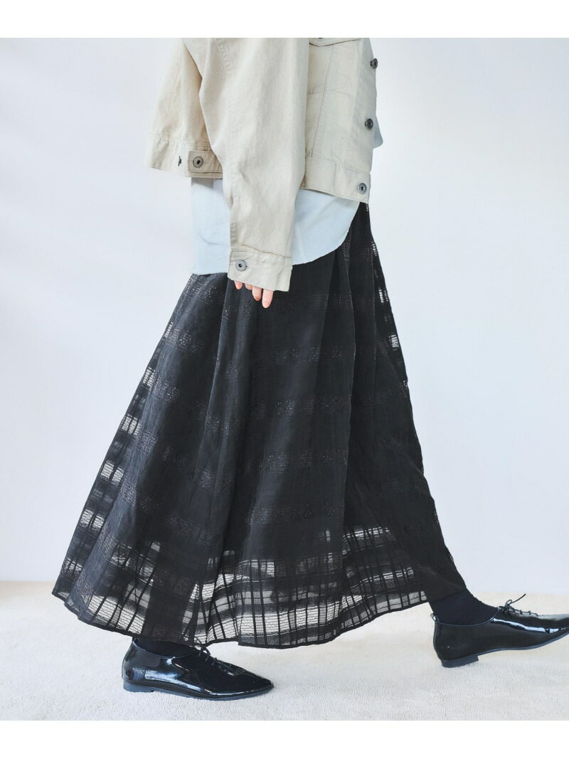 【SALE／50%OFF】シアーチェックスカート studio CLIP スタディオクリップ スカート ロング・マキシスカート ブラック ベージュ【RBA_E】[Rakuten Fashion]のサムネイル