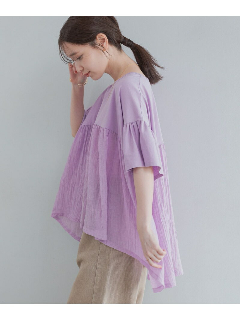 Rakuten - 【GOOD PRICE】切り替えギャザープルオーバー studio CLIP スタディオクリップ トップス カットソー・Tシャツ パープル ホワイト ブラック[Rakuten Fashion]