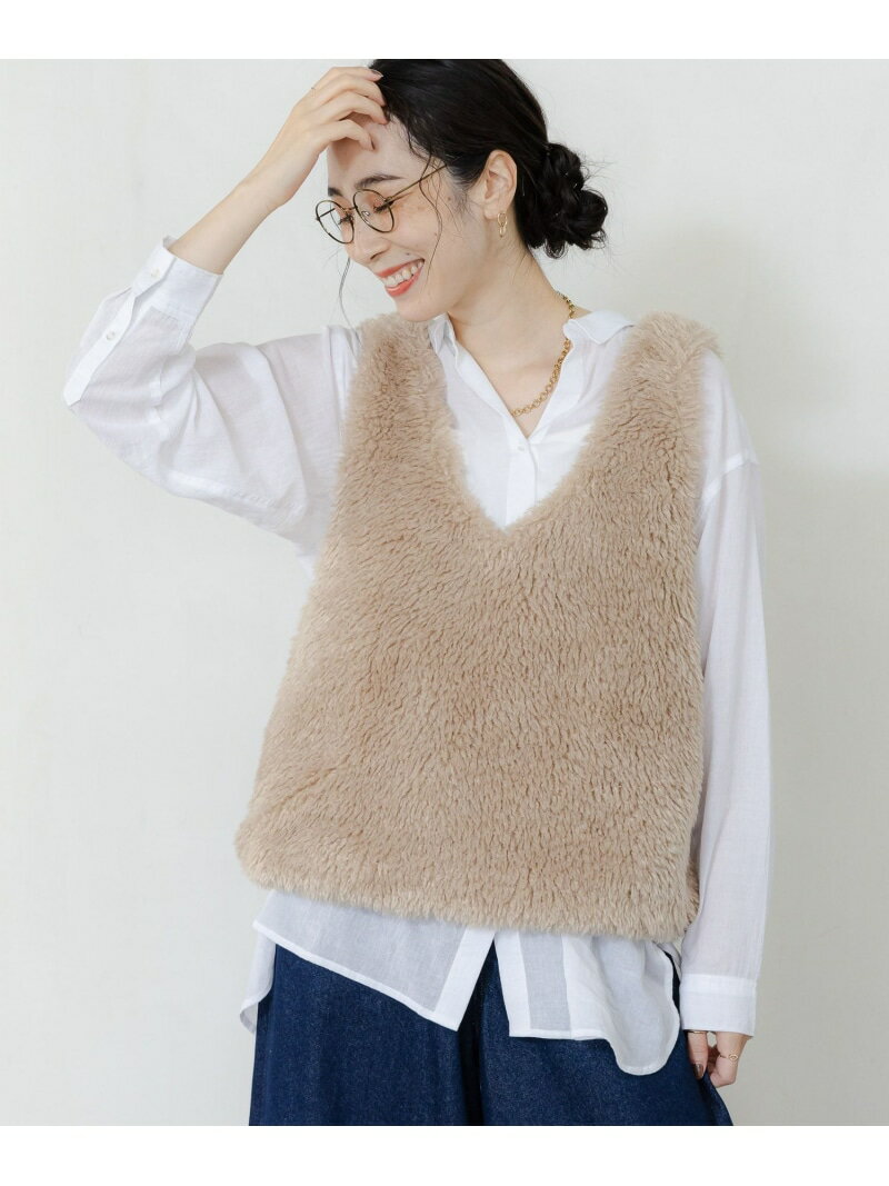 【SALE／50%OFF】プルオーバーファーベスト studio CLIP スタディオクリップ トップス ベスト・ジレ ホワイト グレー【RBA_E】[Rakuten Fashion]のサムネイル