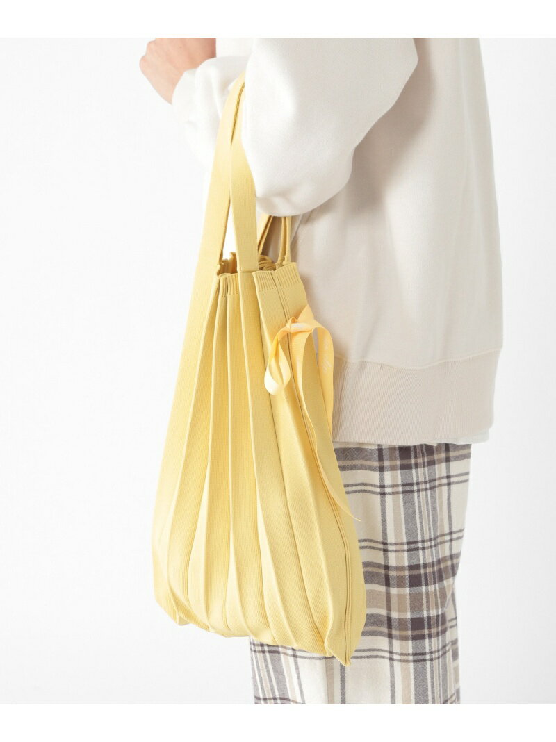 【SALE／50%OFF】畳めるニットプリーツトートバッグ studio CLIP スタディオクリップ バッグ トートバッグ グリーン イエロー グレー ブルー ピンク【RBA_E】[Rakuten Fashion]のサムネイル