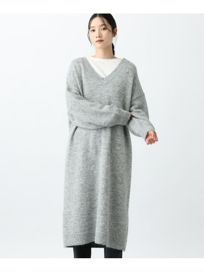 Rakuten - 【SALE／50%OFF】《natural by clip》3ゲージアルパカタッチVネックワンピース natural by clip スタディオクリップ ワンピース・ドレス ワンピース ネイビー グレー【RBA_E】[Rakuten Fashion]