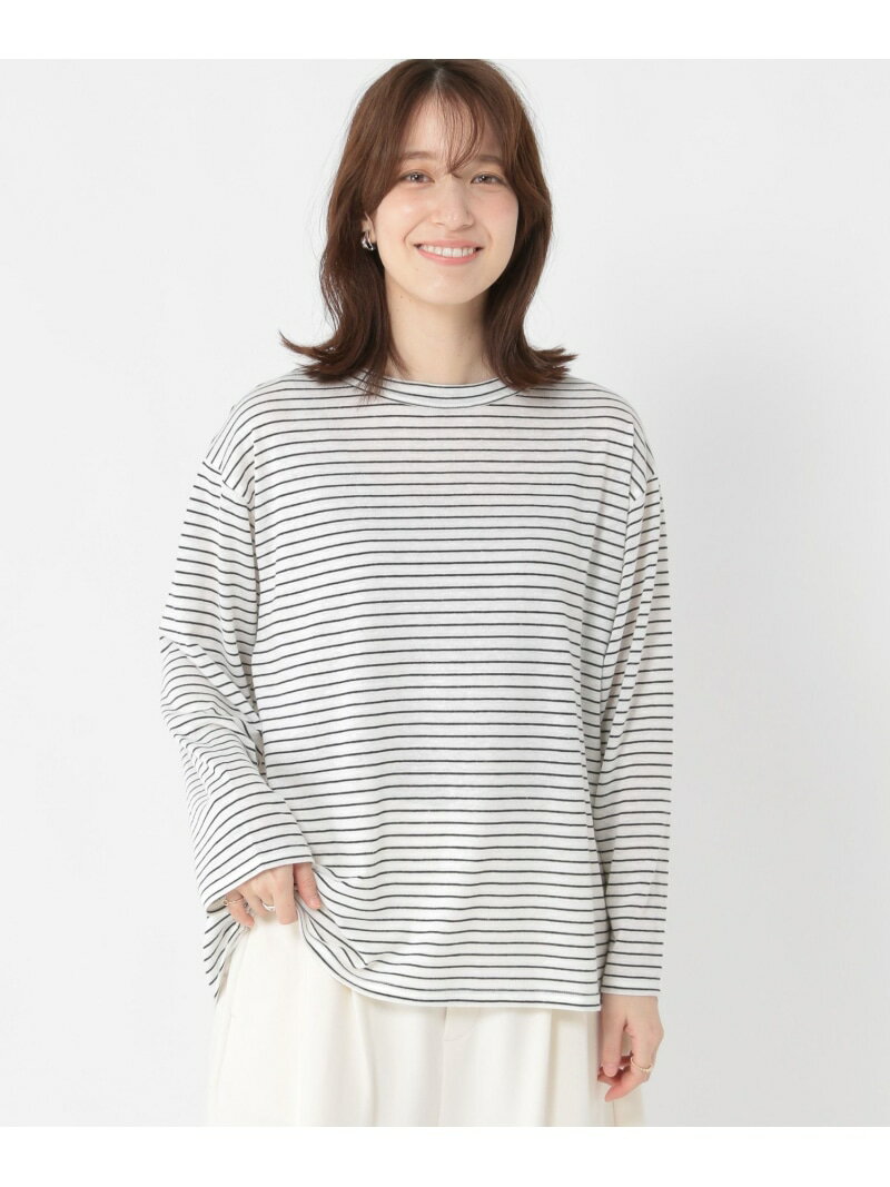 【SALE／50%OFF】アソートシャドーボーダースラブプルオーバー studio CLIP スタディオクリップ トップス カットソー・Tシャツ ホワイト ネイビー【RBA_E】[Rakuten Fashion]