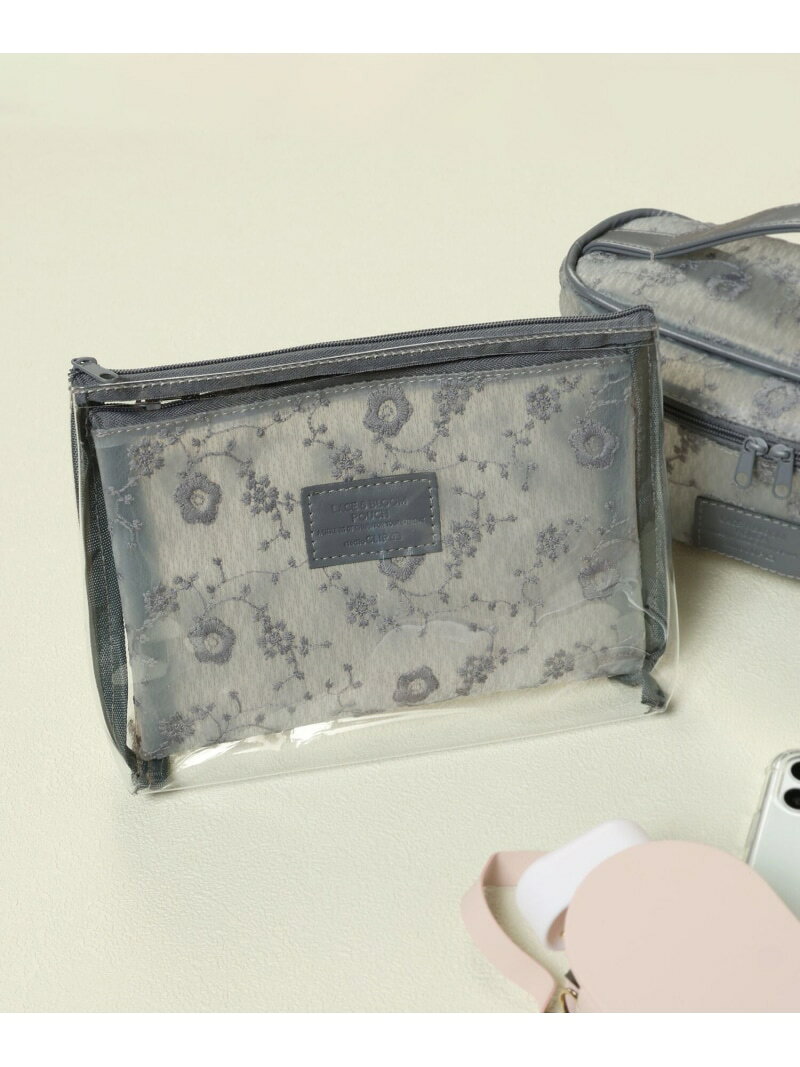 樂天商城 - 小花刺繍ダブルポーチ studio CLIP スタディオクリップ 財布・ポーチ・ケース ポーチ グレー ピンク パープル[Rakuten Fashion]