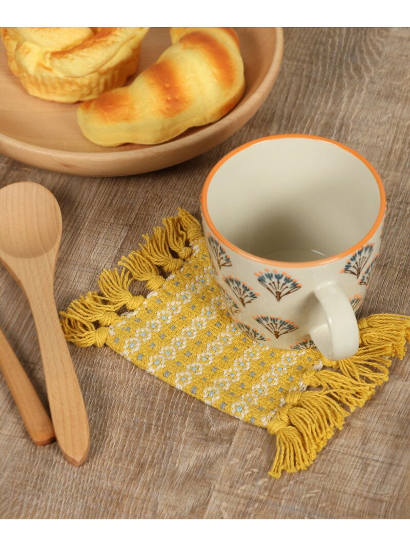 花柄織コースター studio CLIP スタディオクリップ 食器・調理器具・キッチン用品 ランチョンマット・テーブルクロス イエロー[Rakuten Fashion]