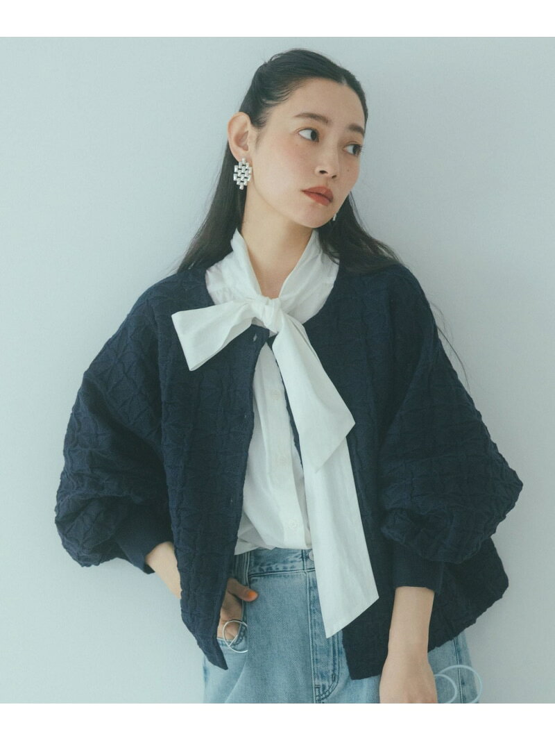 Rakuten - 【SALE／30%OFF】《natural by clip》12ゲージフラワージャガードニットジャケット natural by clip スタディオクリップ ジャケット・アウター ノーカラージャケット ネイビー ベージュ【RBA_E】【送料無料】[Rakuten Fashion]