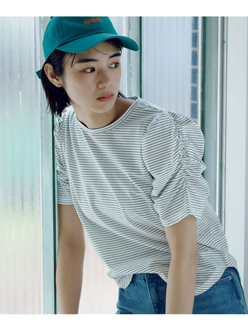 Rakuten - 【daily CLIP】ボーダーパフスリーブTシャツ daily CLIP スタディオクリップ トップス カットソー・Tシャツ ホワイト グレー レッド ネイビー【送料無料】[Rakuten Fashion]