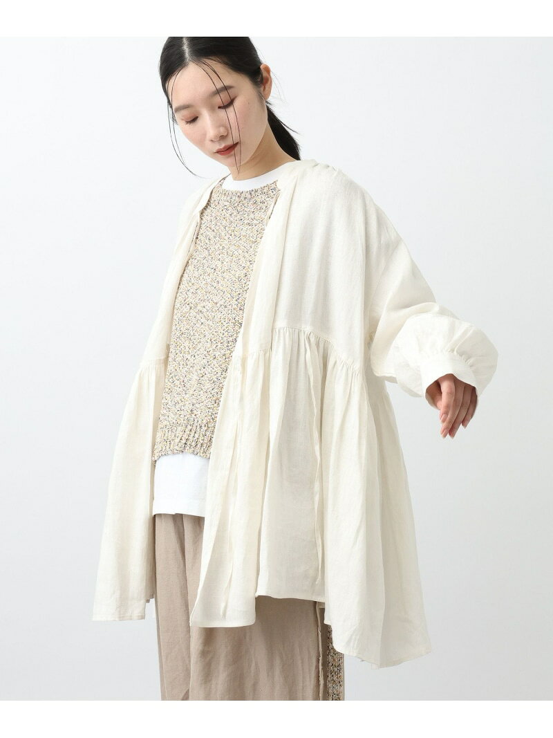 《natural by clip》リネンカシュクールブラウス natural by clip スタディオクリップ トップス シャツ・ブラウス ブルー ホワイト