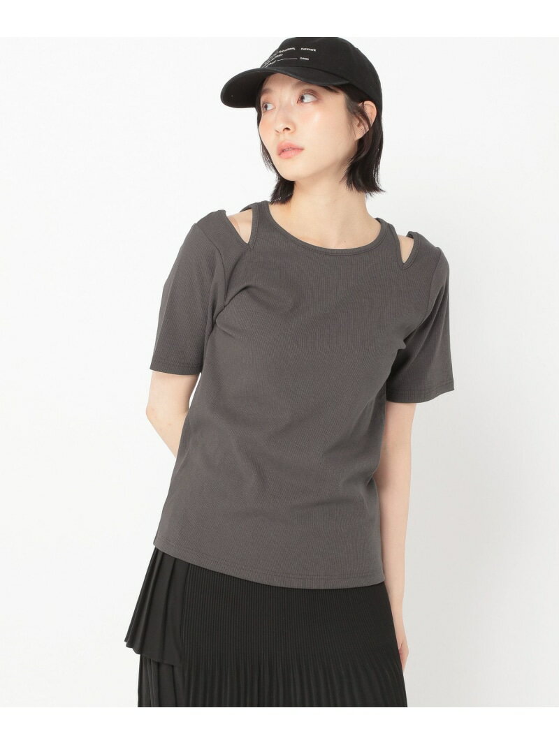Rakuten - 【daily CLIP】リブショルダーデザインT daily CLIP スタディオクリップ トップス カットソー・Tシャツ ホワイト グレー レッド[Rakuten Fashion]