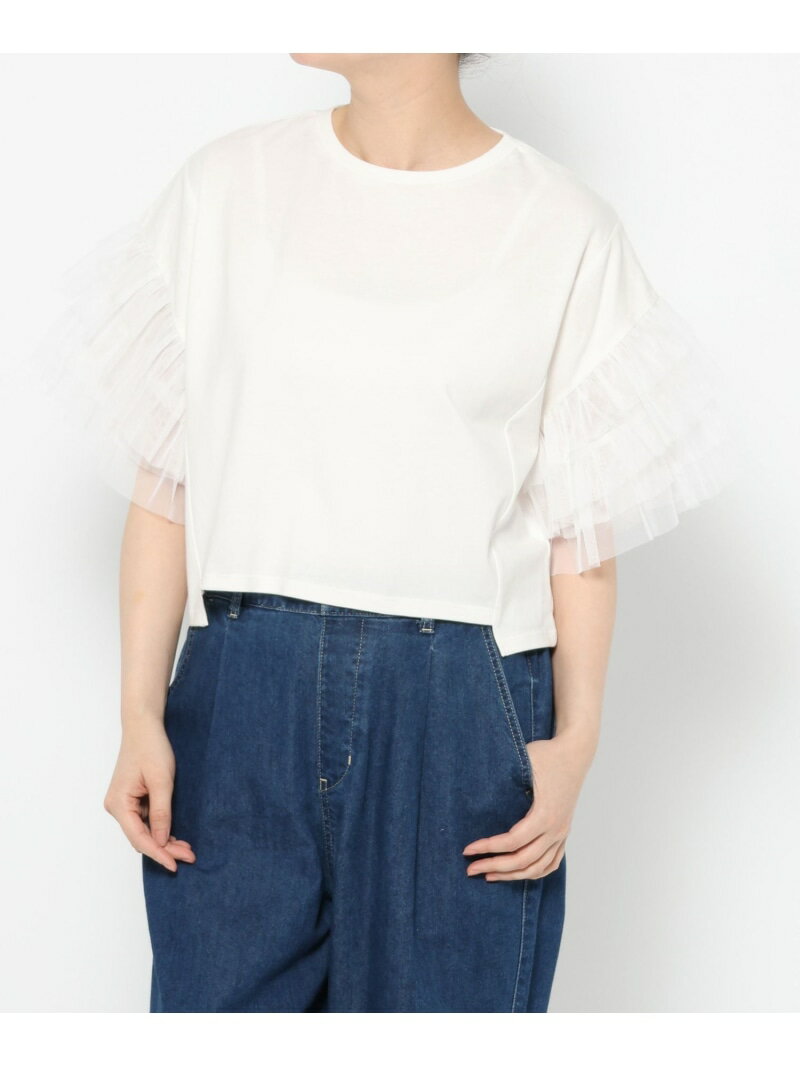 乐天商城 - 【SALE／50%OFF】【daily CLIP】袖チュールカットプルオーバー daily CLIP スタディオクリップ トップス カットソー・Tシャツ ブラック ホワイト ネイビー【RBA_E】[Rakuten Fashion]