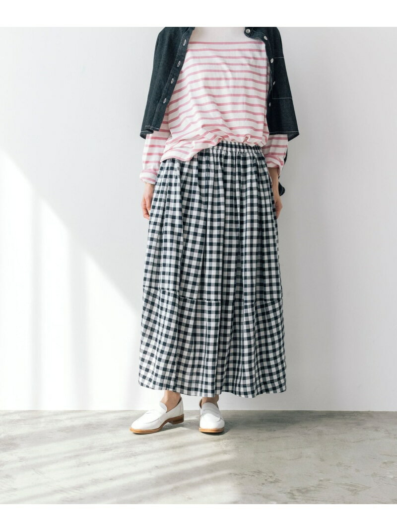 Rakuten - 【SALE／30%OFF】《natural by clip》リネン混チェックコクーンスカート natural by clip スタディオクリップ スカート ロング・マキシスカート ブルー ブラック【RBA_E】【送料無料】[Rakuten Fashion]