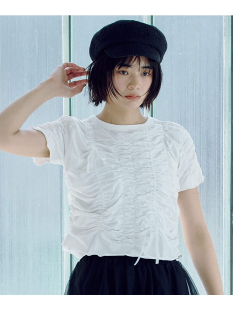 Rakuten - 【daily CLIP】リボンシャーリングTシャツ daily CLIP スタディオクリップ トップス カットソー・Tシャツ ブラック ホワイト グレー【送料無料】[Rakuten Fashion]