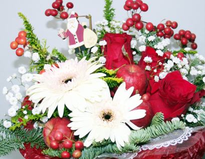クリスマスカラーのパリスタイル【生花　アレンジ】【クリスマス】