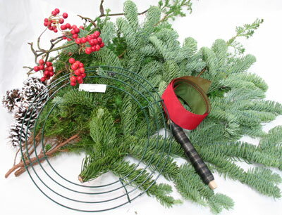 モミの木とヒムロスギのクリスマスリースキット