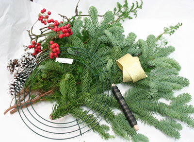 モミの木とヒムロスギのクリスマスリースキット