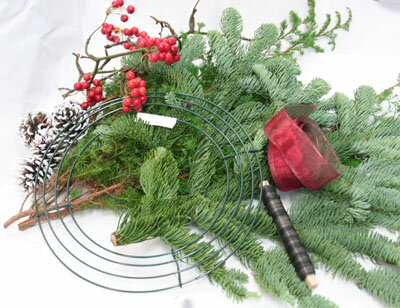 モミの木とヒムロスギのクリスマスリースキット