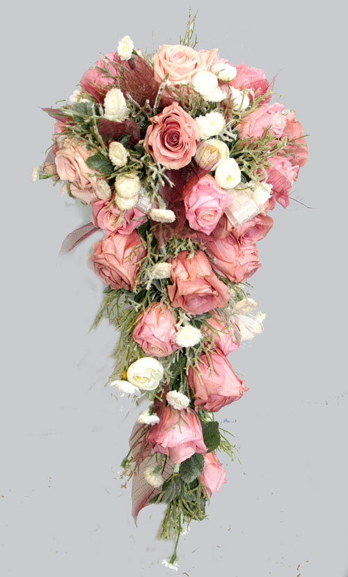 プリザーブドフラワー　キャスケードブーケ　ブトニア付　結婚式　ウエディング ブライダル 花束 アレンジ フラワーギフト 花の贈り物