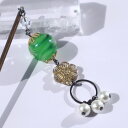 とんぼ玉 かんざし 一本 玉簪 ヘアーアクセサリー ガラス工芸品 グリーン