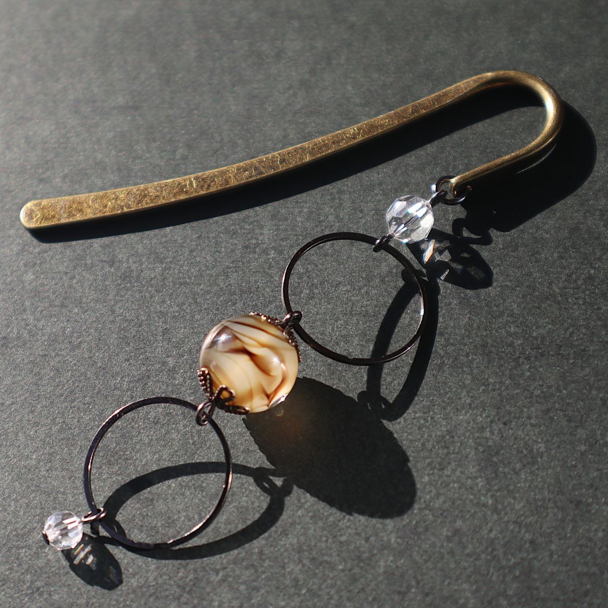 ブックマーク かんざし 帯飾り とんぼ玉 国産 トンボ玉 男女兼用 ブラウン