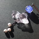 かんざし とんぼ玉と金魚 一本 ブルー 浴衣や着物に映える ヘアーアクセサリー