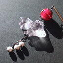 かんざし とんぼ玉と金魚 一本 レッド 浴衣や着物に映える ヘアーアクセサリー