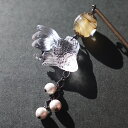 かんざし とんぼ玉と金魚 一本 ブラウン 浴衣や着物に映える ヘアーアクセサリー