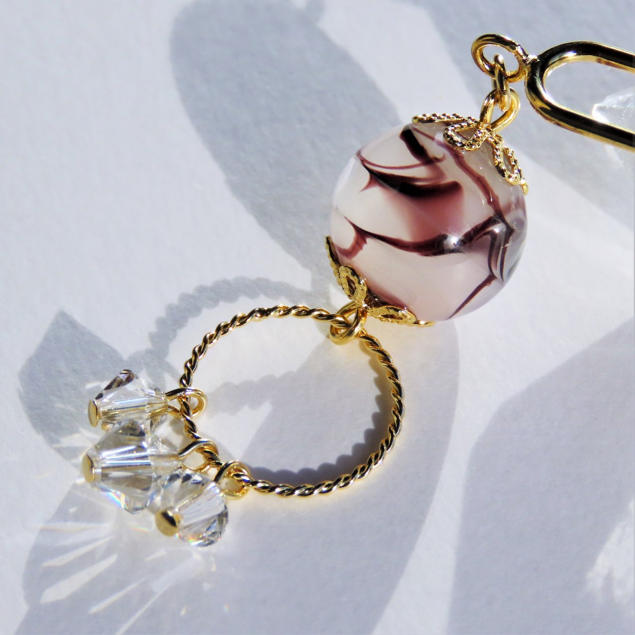 かんざし とんぼ玉 二又 ピン 和装 パープル 紫