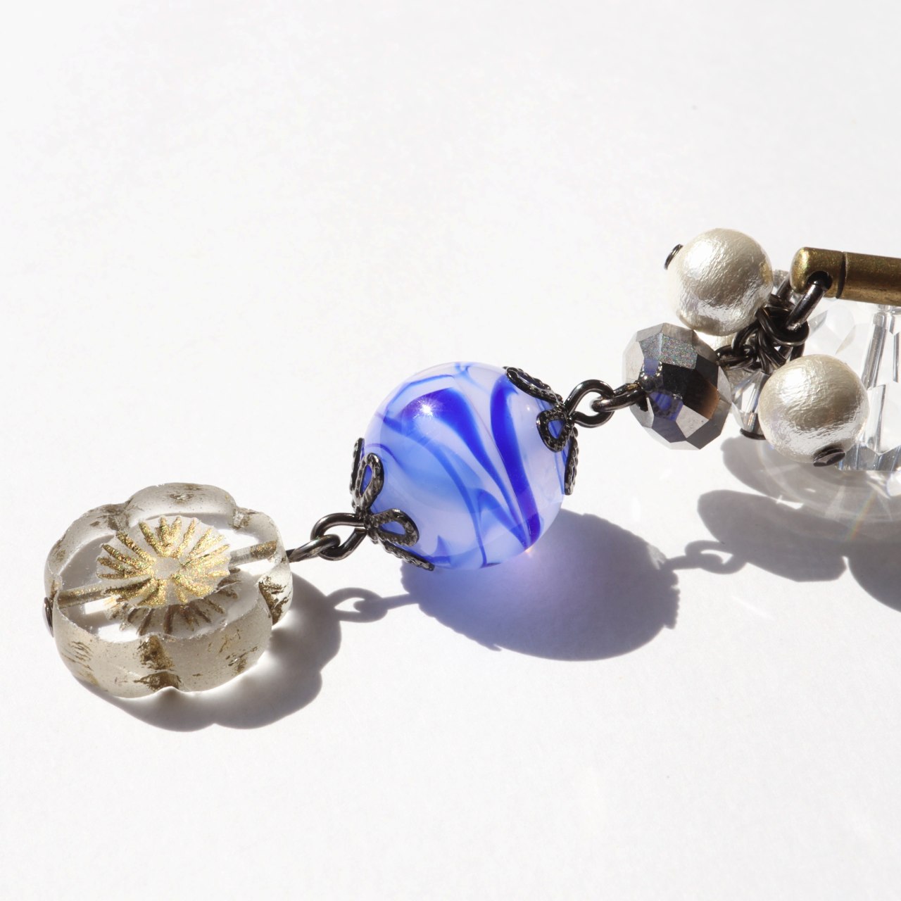 かんざし 一本 とんぼ玉とチェコビーズの髪飾り ブルー 青