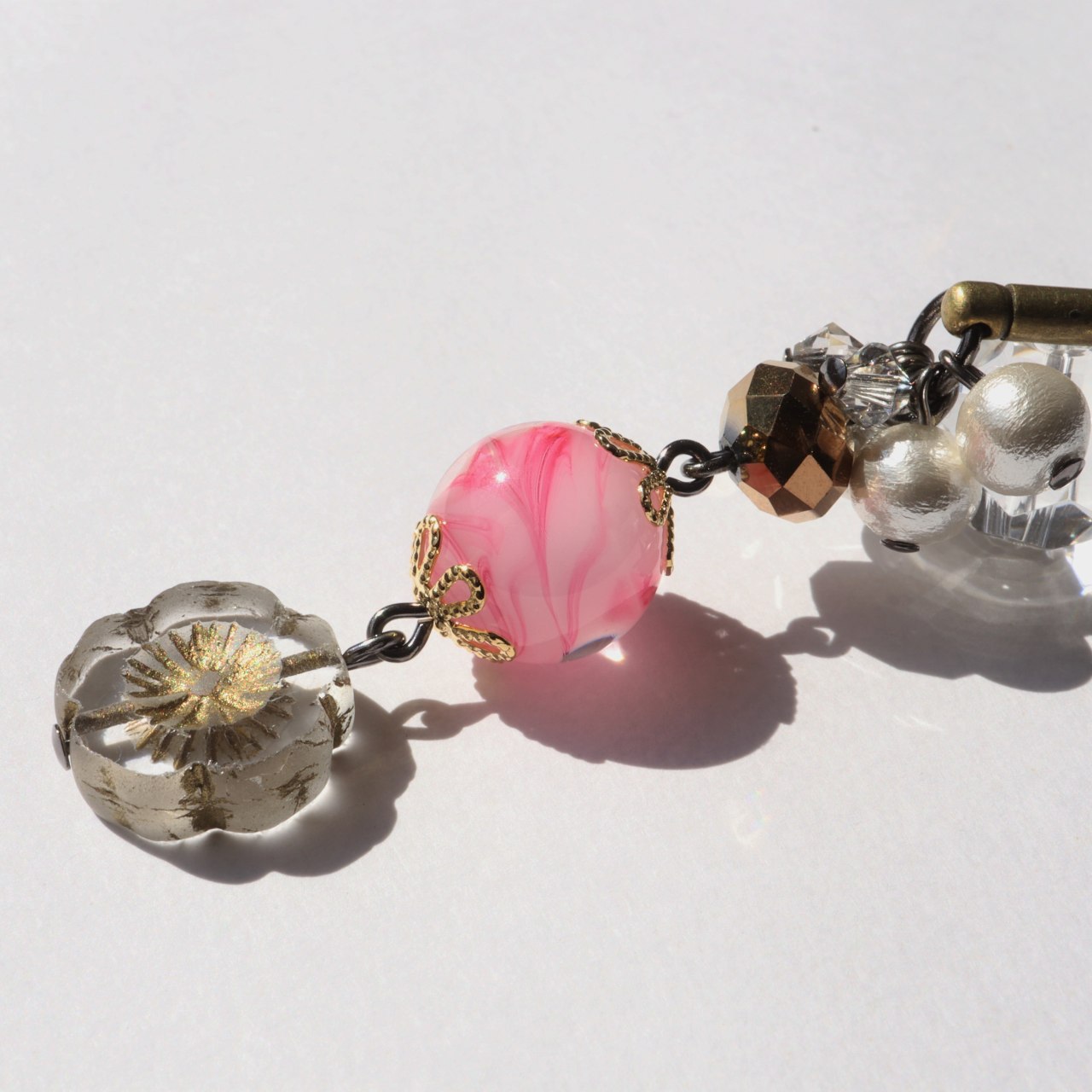 かんざし 一本 とんぼ玉とチェコビーズの髪飾り ピンク