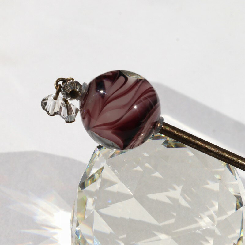 とんぼ玉 かんざし 一本 国産ガラス工芸品 ヘアーアクセサリー パープル