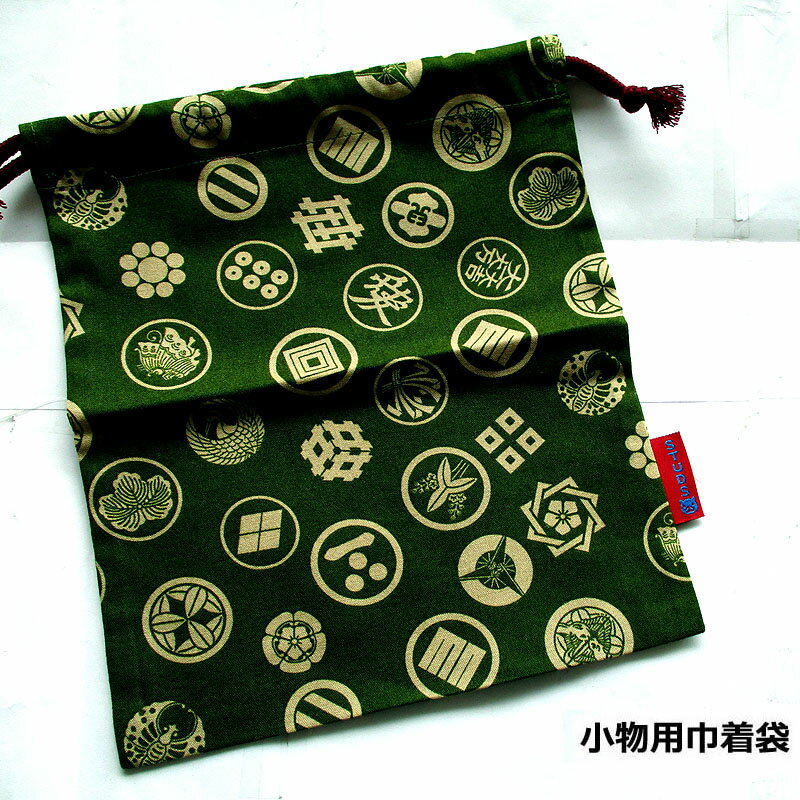 樂天商城 - 小物巾着袋 武将旗印 カーキ和柄 巾着 小物BAG